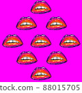 Seamless pattern juicy lips on bright pink background. Valentines day print. 88015705