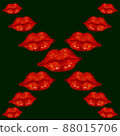 Red lips print on black background Seamless pattern. Romantic background. 88015706