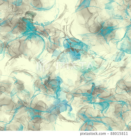 Grey and teal alcohol ink seamless pattern. Modern design. Alcohol ink illustration repeat pattern. Grey and teal alcohol ink seamless pattern. Modern design. Alcohol ink illustration repeat pattern. 88015811