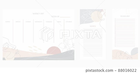Daily planner minimal elegant vector. Weekly planner template. Organizer and schedule with notes and to-do list. Vector. Isolated 88016022