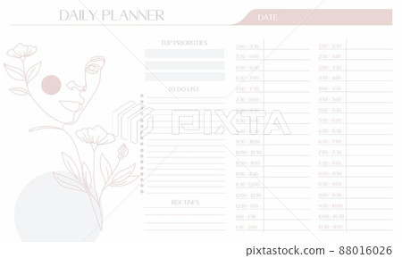 Daily planner minimal elegant vector. Weekly... - Stock Illustration ...