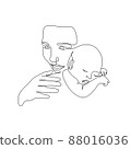 One line drawing woman and baby minimal logo. Line art  mother and child vector illustration. Happy Mother day card.  88016036