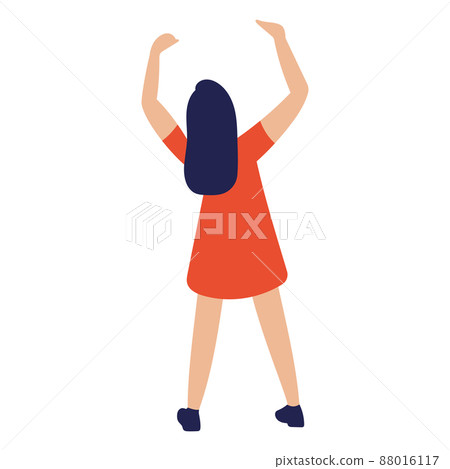 Isolated girl cartoon with both arms up Vector - Stock Illustration ...