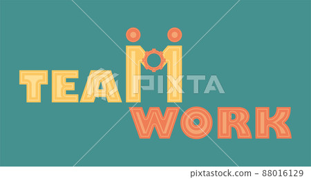 Teamwork word connected with gear pieces Business Vector 88016129