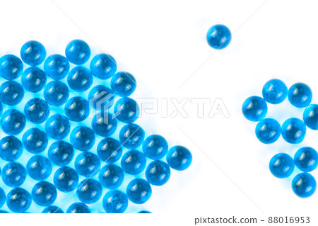 cyan spherical ball capsules with selective focus isolated on white background cyan spherical ball capsules with selective focus isolated on white background 88016953