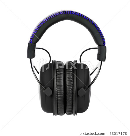 close view of wireless black headphones isolated on white background 88017178