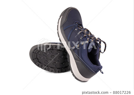 black and blue outdoor empty lightweight waterproof breathable fabric sneakers isolated on white background 88017226