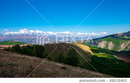 Mountain plateau in clear weather in the Altai Republic. 88018403