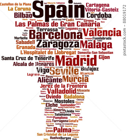 Cities in Spain word cloud 88019172