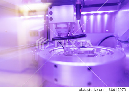 Cad cam milling machine in dental laboratory. Production of high esthetic dental crowns and dentures. 88019973