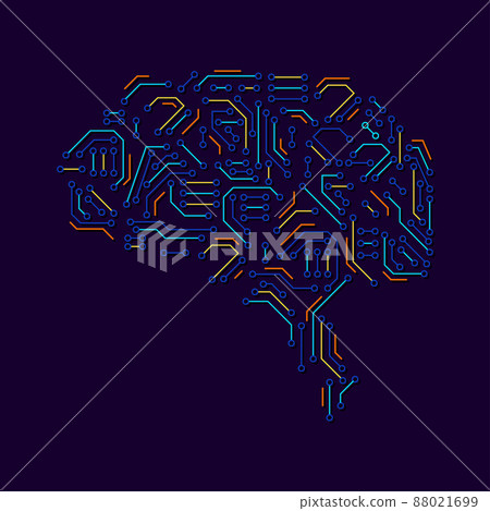 Brain circuit board. Artificial intelligent creative concept. Vector background 88021699