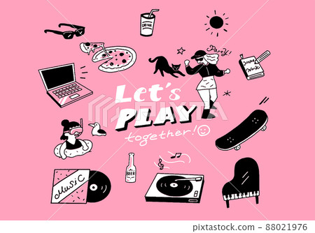 A fun school girl set illustration full of play during spring break and summer vacation 88021976