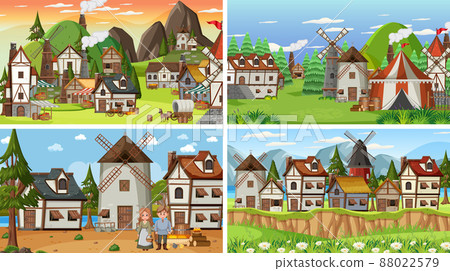 Set of different scene medieval Set of different scene medieval 88022579