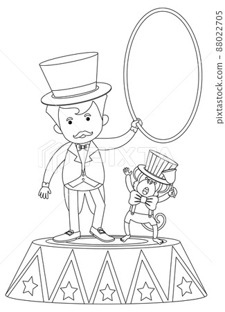 Circus black and white doodle character Circus black and white doodle character 88022705