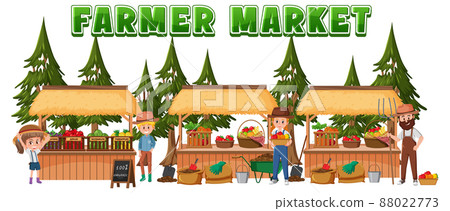 Farmer market concept with stall shops 88022773