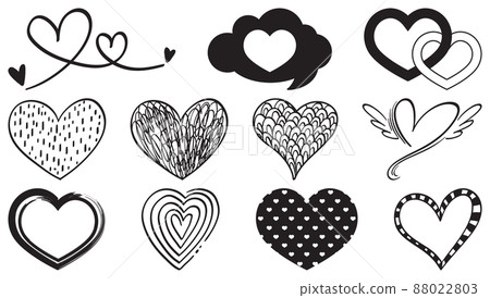Black hand drawn hearts set - Stock Illustration [88022803] - PIXTA