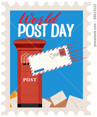 World Post Day banner with a postbox and envelope World Post Day banner with a postbox and envelope 88023222
