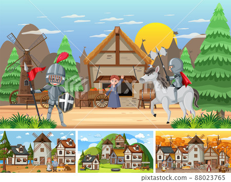 Set of different scene medieval Set of different scene medieval 88023765