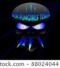nft abstract face with teeth and a crown of inscriptions 88024044