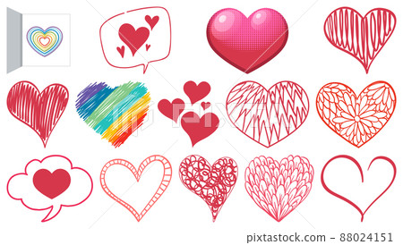 Different style of hearts isolated on white...-插圖素材 [88024151] - PIXTA圖庫
