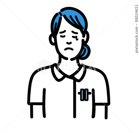 A young woman in a lab coat shedding tears sadly A young woman in a lab coat shedding tears sadly 88024651