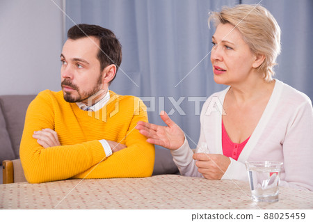 Mature mother and son quarrel Mature mother and son quarrel 88025459