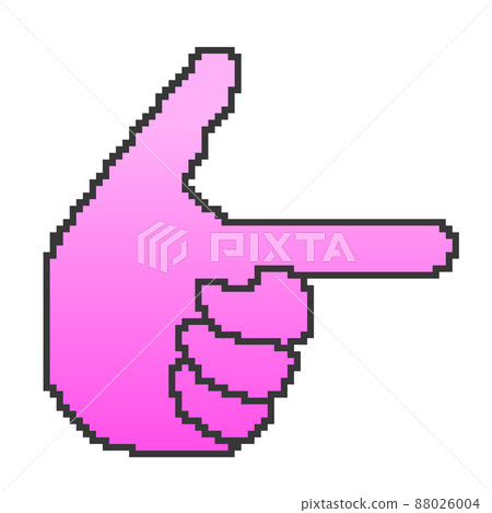 Pixel art pointing hand sign (pink) - Stock Illustration [88026004] - PIXTA