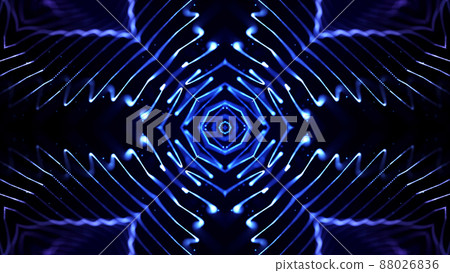 3d render. Abstract sci-fi background with glow particles form curved lines, surfaces, hologram structures or virtual digital space. Blue motion design bg with symmetrical pattern. Cross structure. 3d render. Abstract sci-fi background with glow particles form curved lines, surfaces, hologram structures or virtual digital space. Blue motion design bg with symmetrical pattern. Cross structure. 88026836