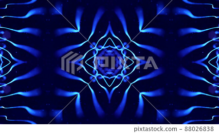 3d render. Abstract sci-fi background with glow particles form curved lines, surfaces, hologram structures or virtual digital space. Blue motion design bg with symmetrical pattern. Cross structure. 3d render. Abstract sci-fi background with glow particles form curved lines, surfaces, hologram structures or virtual digital space. Blue motion design bg with symmetrical pattern. Cross structure. 88026838