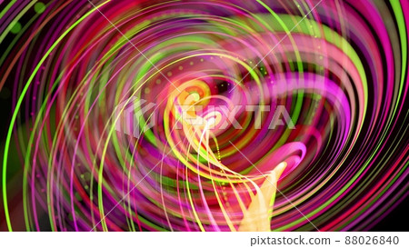 3d render. Light flow bg. Abstract background with light trails, stream of green red yellow neon lines form spiral shapes. Modern trendy motion design background light effect. 3d render. Light flow bg. Abstract background with light trails, stream of green red yellow neon lines form spiral shapes. Modern trendy motion design background light effect. 88026840
