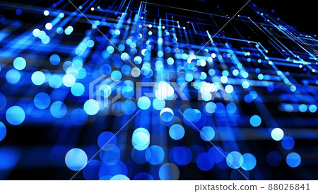 3d render. Glowing particles. Abstract background as technological concept with many blue lines and nodes. Sci-fi bg of glow particles form lines like electrical circuit or microcircuit. 3d render. Glowing particles. Abstract background as technological concept with many blue lines and nodes. Sci-fi bg of glow particles form lines like electrical circuit or microcircuit. 88026841