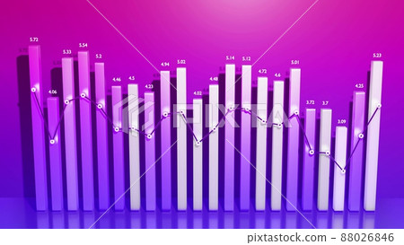 3d render. Beautiful blue red color background for analytical programs with abstract infographics, statistical data. Bars, counters and graph. 3d columns as financial background 88026846