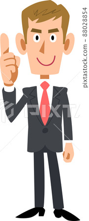 Full body of young businessman proposing with index finger Full body of young businessman proposing with index finger 88028854