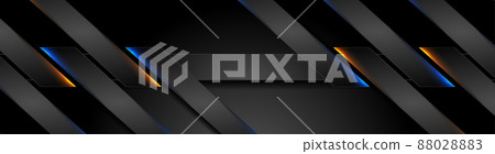 Abstract black stripes with blue orange neon glowing light 88028883