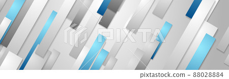 Blue grey stripes tech geometric abstract background 88028884