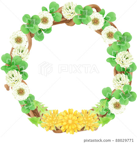 蒲公英和三葉草花環（水彩畫） 88029771