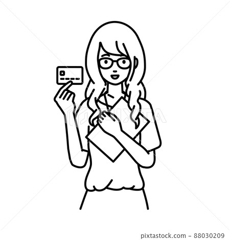 Female teacher standing and holding documents and cards 88030209