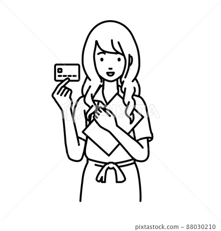 A female clerk standing and holding documents and cards 88030210
