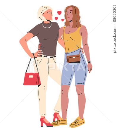 Multiethnic Lesbian Woman Couple Isolated. Multiethnic Lesbian Woman Couple Isolated. 88030305