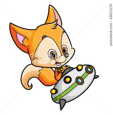The fox is driving the small flying ufo The fox is driving the small flying ufo 88031234