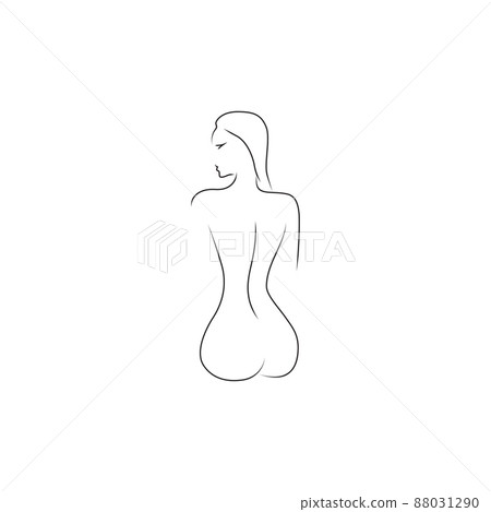 Line of a woman sitting with her back Line of a woman sitting with her back 88031290