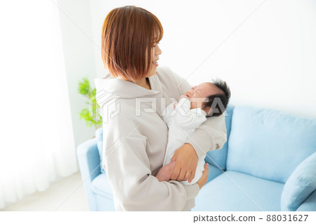 哭泣的嬰兒和媽媽 88031627