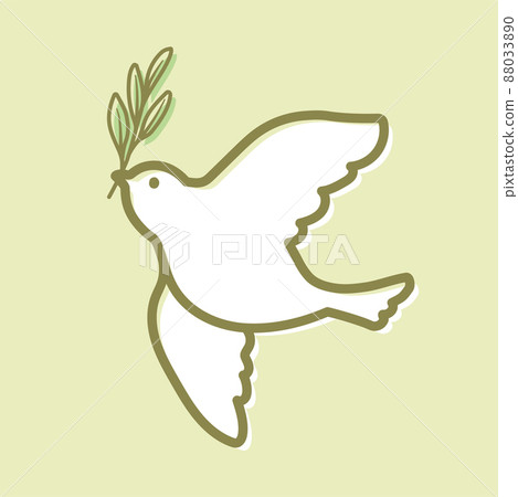 帶橄欖枝的鴿子的線條畫插圖(和平的象徵) 帶橄欖枝的鴿子的線條畫插圖(和平的象徵) 88033890