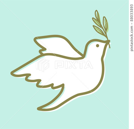 帶橄欖枝的鴿子的線條畫插圖(和平的象徵) 帶橄欖枝的鴿子的線條畫插圖(和平的象徵) 88033893