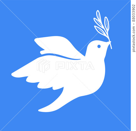 帶橄欖枝的鴿子圖標（和平的象徵） 88033902