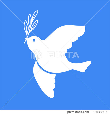 Pigeon icon with olive branch (symbol of peace) 88033903