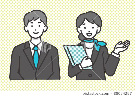 Vector illustrations of men and women of hotel staff in suits / lodging company / travel / sightseeing / travel 88034297