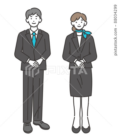 Vector illustrations of men and women of hotel staff in suits / lodging company / travel / sightseeing / travel 88034299