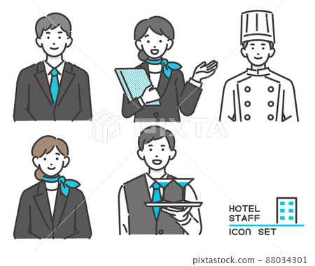Hotel staff vector illustrations / accommodation provider / travel / tourism / travel 88034301