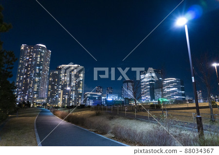 城市高層公寓夜景_b_11 城市高層公寓夜景_b_11 88034367